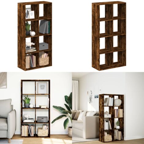 Librería divisora madera roble ahumado 69,5x29x137,5cm - Estantería de madera - Almacenamiento de libros