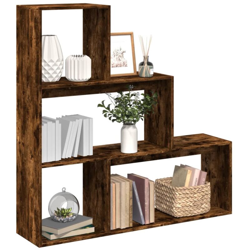 Libreria Divisoria 3Ripiani Rovere Fumo 123x29x123cm Truciolato