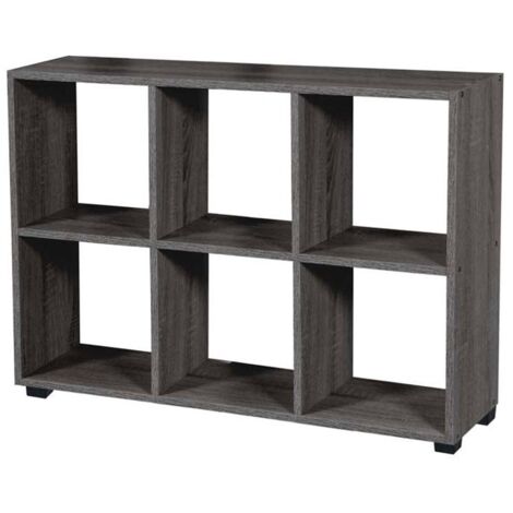 Librería divisoria rectangular con seis cubos grises 90x24x60