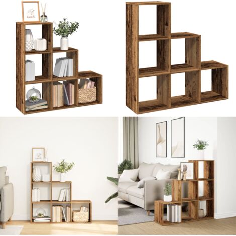 Libreria Divisorio 3 Ripiani Legno Antico 99x29x99cm Truciolato - Scaffale porta oggetti - Organizzazione spazio