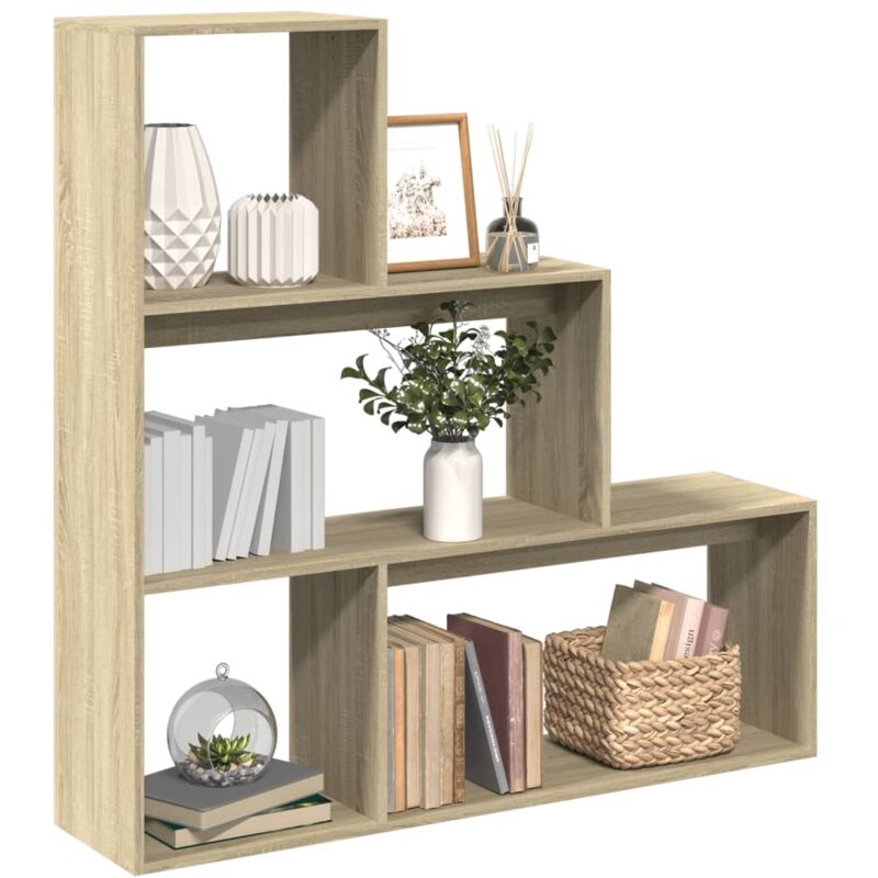 Libreria Divisorio 3 Ripiani Sonoma 123x29x123 cm in Truciolato