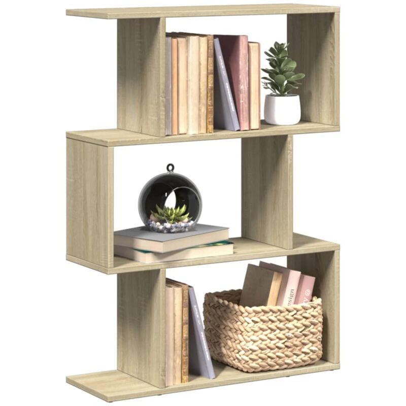 Libreria Divisorio 3 Ripiani Sonoma 70x24x97 cm in Truciolato