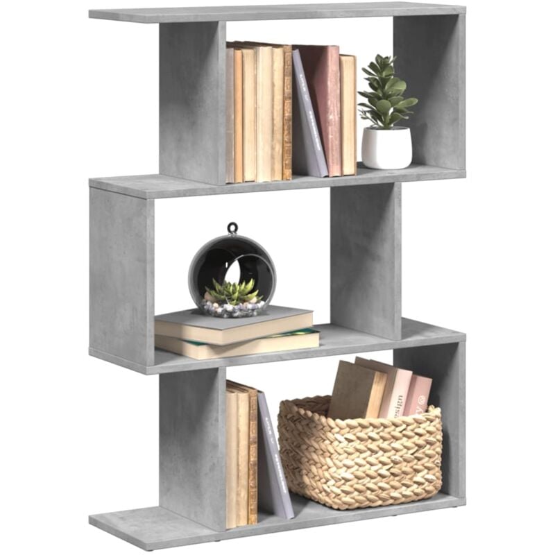 Libreria Divisorio 3Piani Grigio Cemento 70x24x97 cm Truciolato