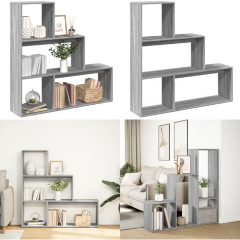 Libreria Divisorio 3Piani Grigio Sonoma 123x29x123cm Truciolato - Scaffale porta oggetti - Organizzazione ambiente