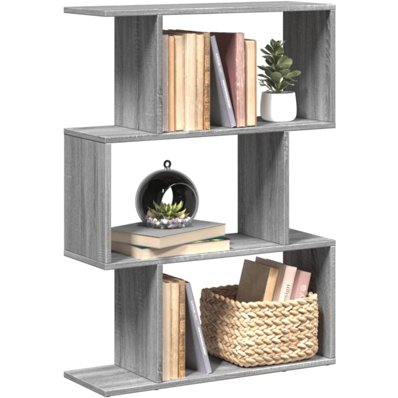 Libreria Divisorio 3Piani Grigio Sonoma 70x24x97 cm Truciolato