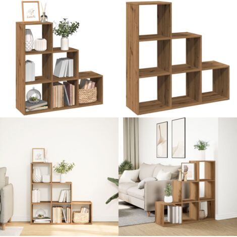 Libreria Divisorio 3Piani Rovere Artigianale 99x29x99Truciolato - Scaffale divisoria - Scaffale porta oggetti