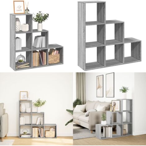 Libreria Divisorio 3Ripiani Grigio Sonoma 99x29x99cm Truciolato - Scaffale porta oggetti - Organizzazione spazio