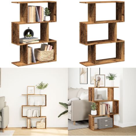 Libreria Divisorio 3Ripiani Legno Antico 70x24x97 cm Truciolato - Scaffale - Truciolato