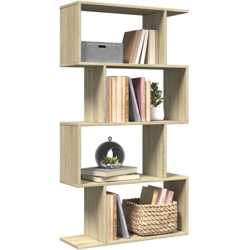 Libreria Divisorio 4 Ripiani Sonoma 70x24x129 cm in Truciolato