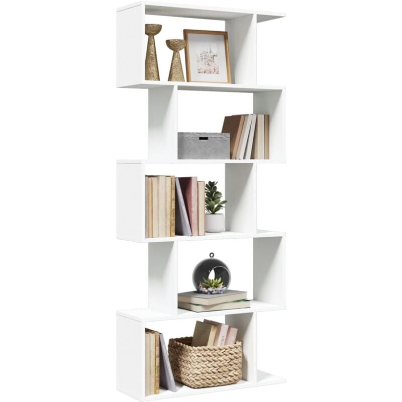 Libreria Divisorio 5 Ripiani Bianca 70x24x161 cm in Truciolato