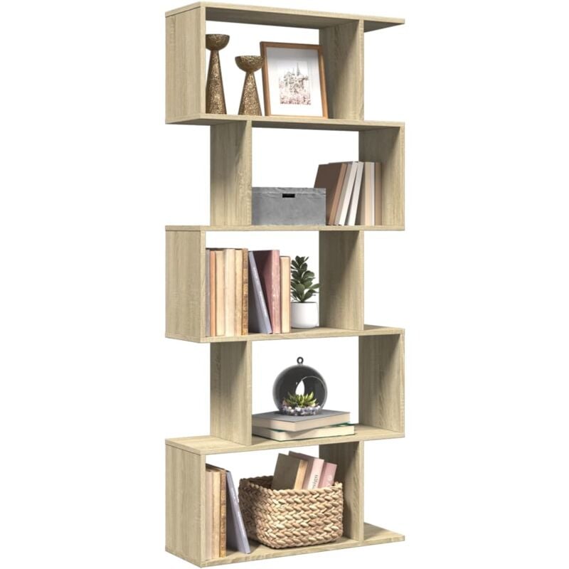 Libreria Divisorio 5 Ripiani Sonoma 70x24x161 cm in Truciolato