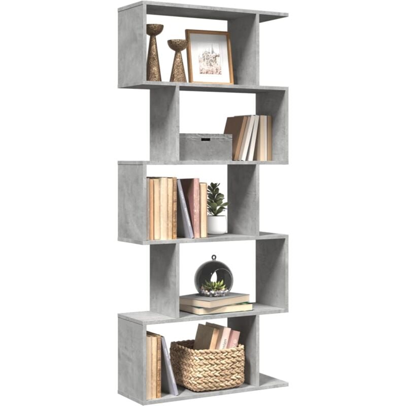 Libreria Divisorio 5Piani Grigio Cemento 70x24x161cm Truciolato