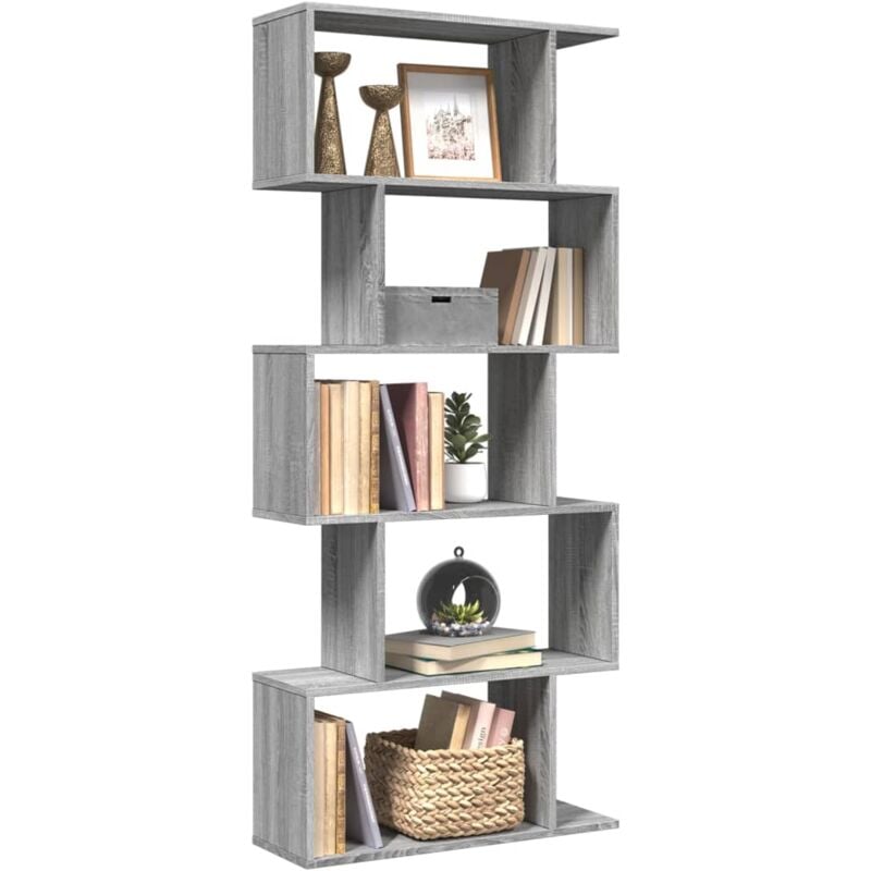 Libreria Divisorio 5Piani Grigio Sonoma 70x24x161cm Truciolato