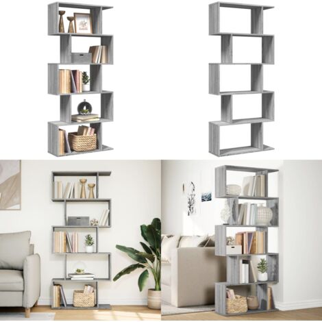 Libreria Divisorio 5Piani Grigio Sonoma 70x24x161cm Truciolato - Organizzazione spazio - Scaffale