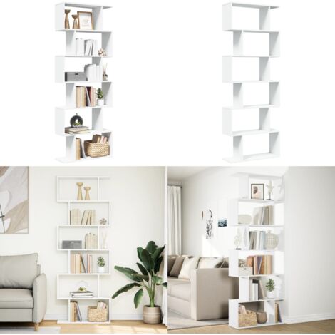 Libreria Divisorio 6 Ripiani Bianca 70x24x193 cm in Truciolato - Truciolato - Scaffale