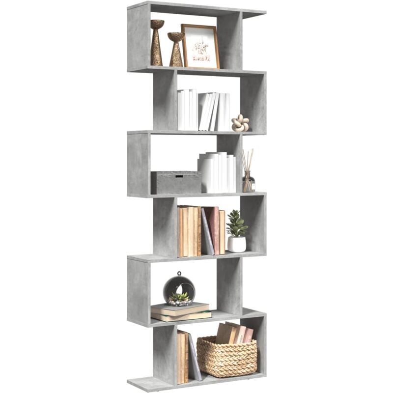 Libreria Divisorio 6Piani Grigio Cemento 70x24x193cm Truciolato