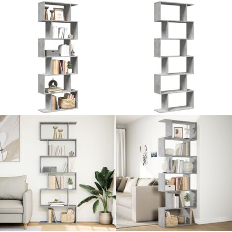 Libreria Divisorio 6Piani Grigio Cemento 70x24x193cm Truciolato - Truciolato - Organizzazione spazio