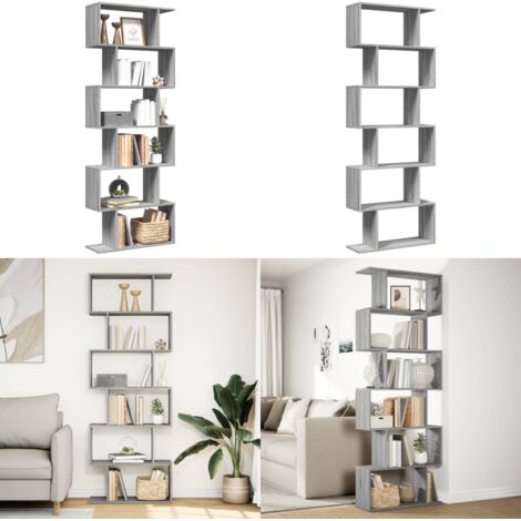 Libreria Divisorio 6Piani Grigio Sonoma 70x24x193cm Truciolato - Organizzazione spazio - Scaffale