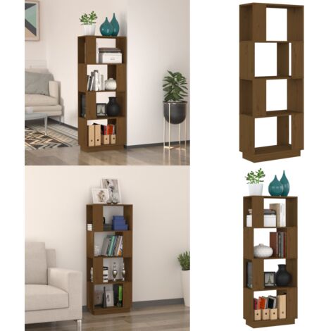 Libreria/Divisorio Ambrato 51x25x132 cm in Massello di Pino - Divisorio in legno - Libreria marrone