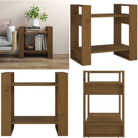 Libreria/Divisorio Ambrato 60x35x57 cm in Legno Massello - Divisorio in legno - Libreria marrone