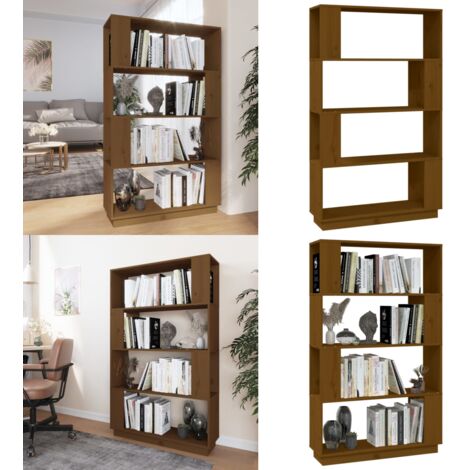 Libreria/Divisorio Ambrato 80x25x132 cm Legno Massello di Pino - Divisorio in legno - Libreria marrone