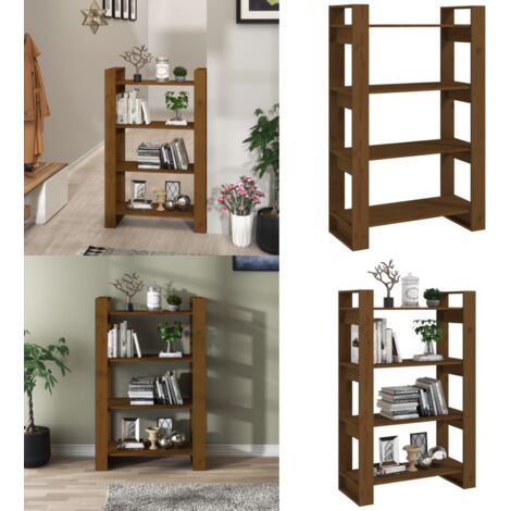 Libreria/Divisorio Ambrato 80x35x125 cm Legno Massello di Pino - Divisorio in legno - Libreria marrone ambra