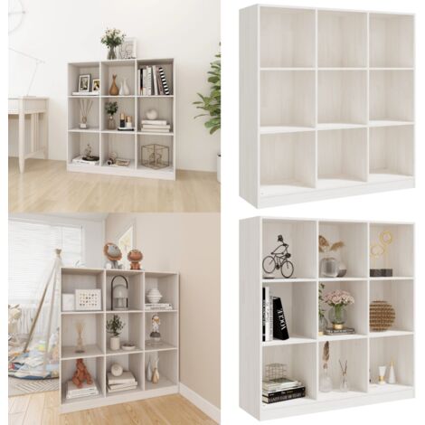 Libreria/Divisorio Bianco 104x33,5x110 cm in Massello di Pino - Scaffale per libri - Divisorio