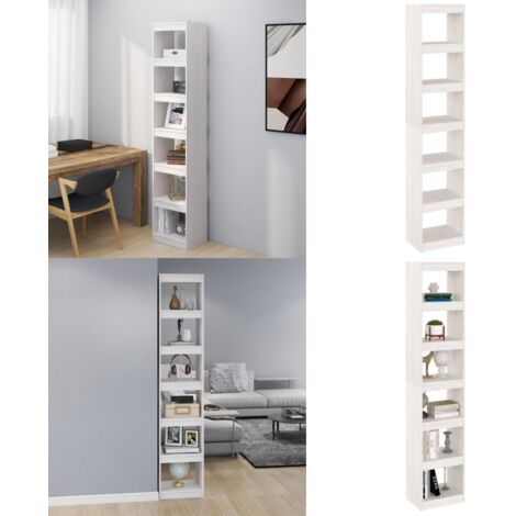 Libreria/Divisorio Bianco 40x30x199cm in Legno Massello di Pino - Scaffale per libri - Divisorio in legno