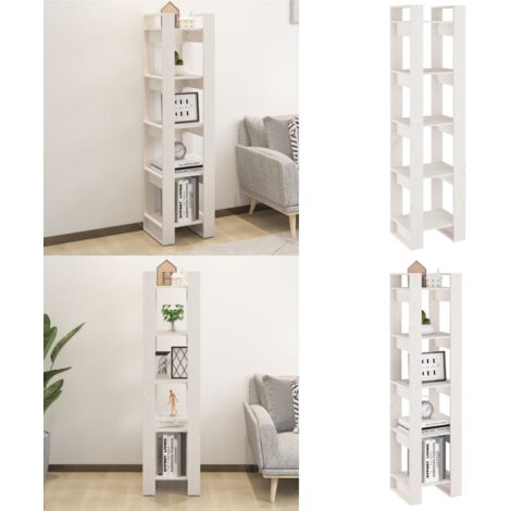 Libreria/Divisorio Bianco 41x35x160cm in Legno Massello di Pino - Scaffale per libri - Divisorio in legno