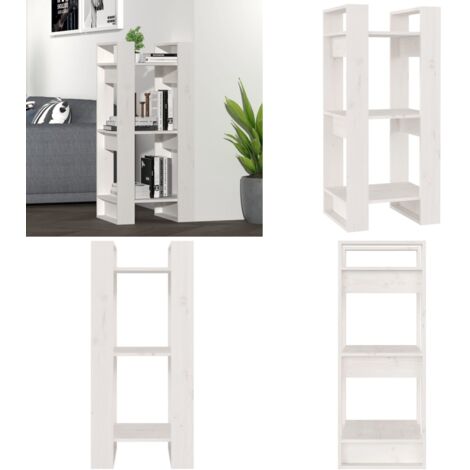 Libreria/Divisorio Bianco 41x35x91 cm in Legno Massello di Pino - Divisorio in legno - Libreria bianca