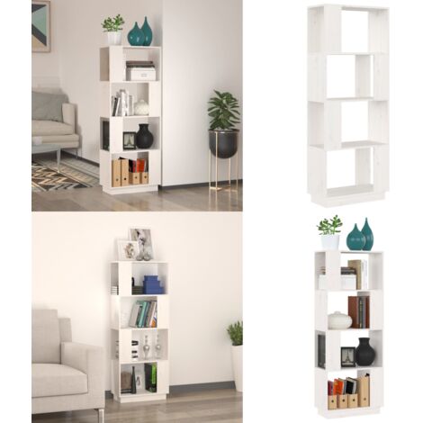 Libreria/Divisorio Bianco 51x25x132 cm Legno Massello di Pino - Divisorio in legno - Libreria in pino