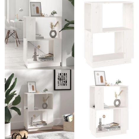 Libreria/Divisorio Bianco 51x25x70 cm in Legno Massello di Pino - Scaffale per libri - Divisorio