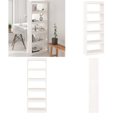 Libreria/Divisorio Bianco 60x30x167,5 cm in Massello di Pino - Scaffale per libri - Divisorio