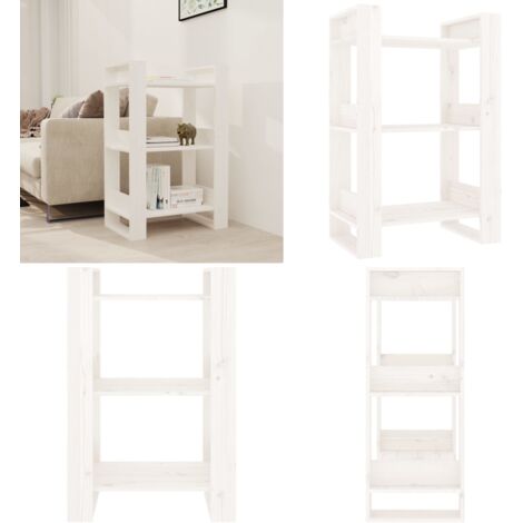 Libreria/Divisorio Bianco 60x35x91 cm in Legno Massello di Pino - Divisorio in legno - Libreria bianca