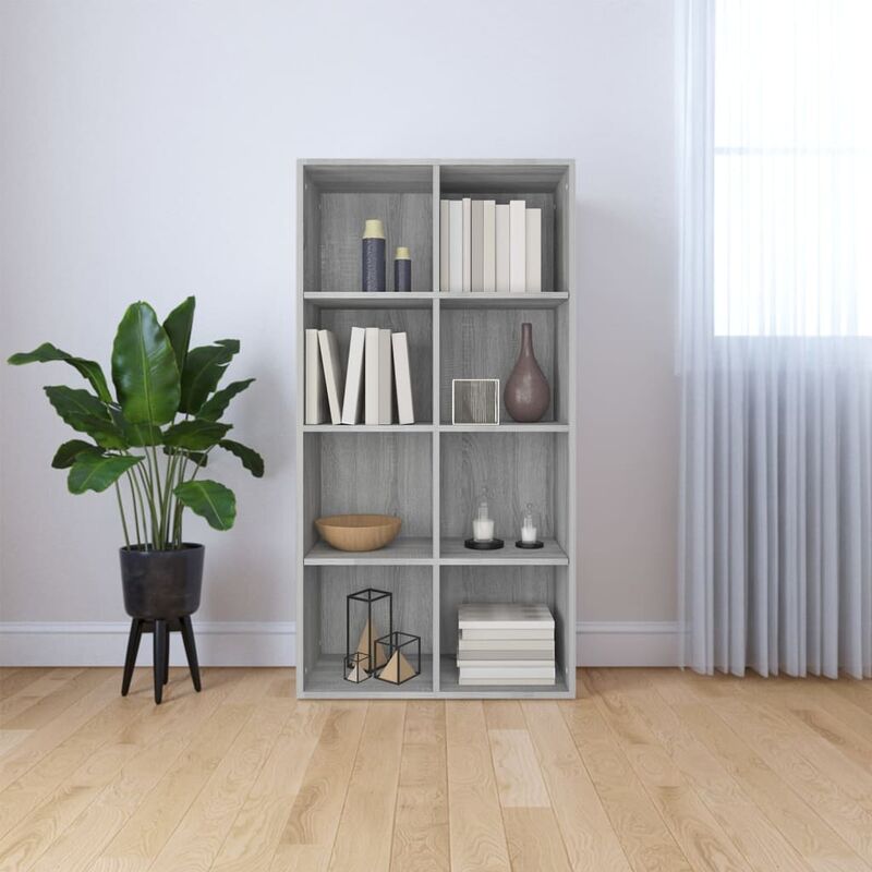 libreria classica da salotto o studio in legno con 8 scomparti vari colori colore: grigio
