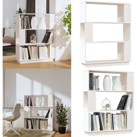 Libreria/Divisorio Bianco 80x25x101 cm Legno Massello di Pino - Divisorio in legno - Libreria in pino