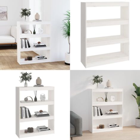 Libreria/Divisorio Bianco 80x30x103,5 cm in Massello di Pino - Scaffale per libri - Divisorio
