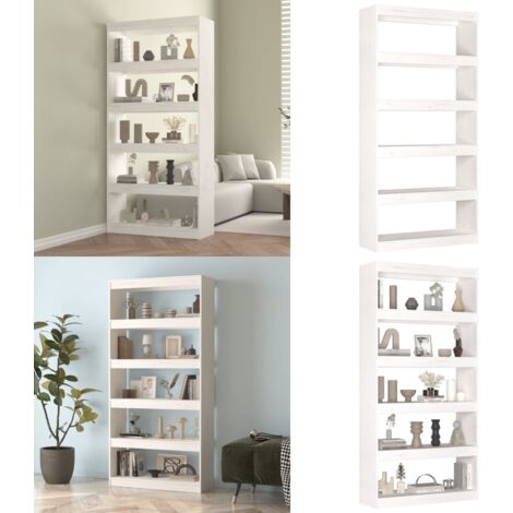 Libreria/Divisorio Bianco 80x30x167,4 cm Legno Massello di Pino - Scaffale per libri - Divisorio