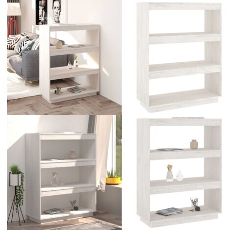 Libreria/Divisorio Bianco 80x35x103 cm Legno Massello di Pino - Scaffale per libri - Divisorio