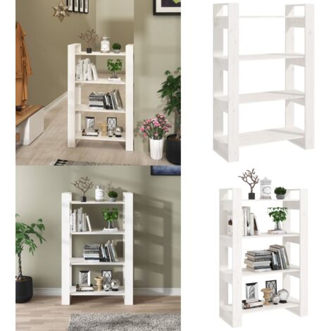 Libreria/Divisorio Bianco 80x35x125 cm Legno Massello di Pino - Divisorio in legno - Libreria in pino