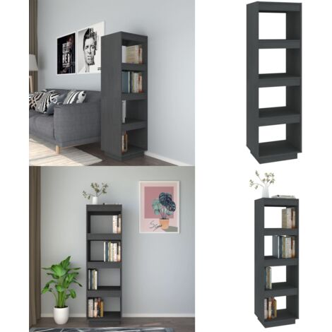 Libreria/Divisorio Grigio 40x35x135 cm in Massello di Pino - Scaffale per libri - Divisorio