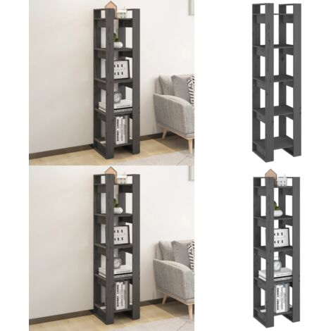 Libreria/Divisorio Grigio 41x35x160 cm Legno Massello di Pino - Scaffale per libri - Divisorio