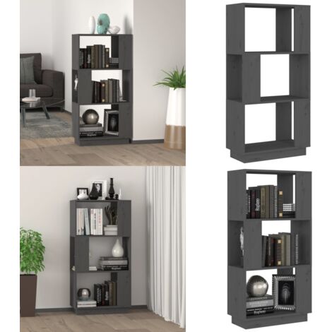 Libreria/Divisorio Grigio 51x25x101 cm Legno Massello di Pino - Divisorio in legno - Libreria grigia