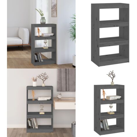 Libreria/Divisorio Grigio 60x30x103,5 cm in Massello di Pino - Scaffale per libri - Divisorio