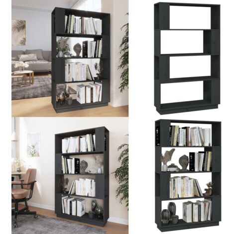 Libreria/Divisorio Grigio 80x25x132 cm Legno Massello di Pino - Divisorio in legno - Libreria grigia