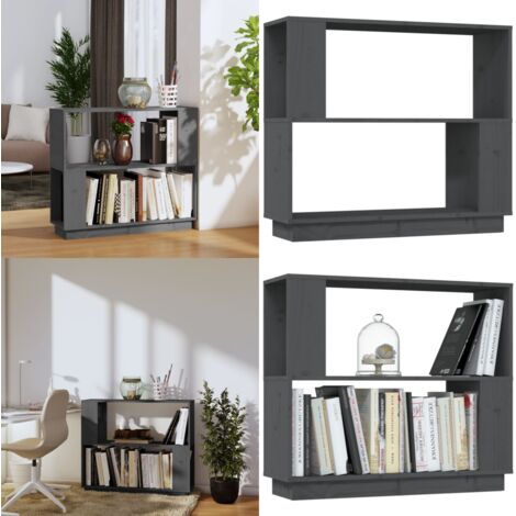 Libreria/Divisorio Grigio 80x25x70 cm in Legno Massello di Pino - Divisorio in legno - Libreria grigia