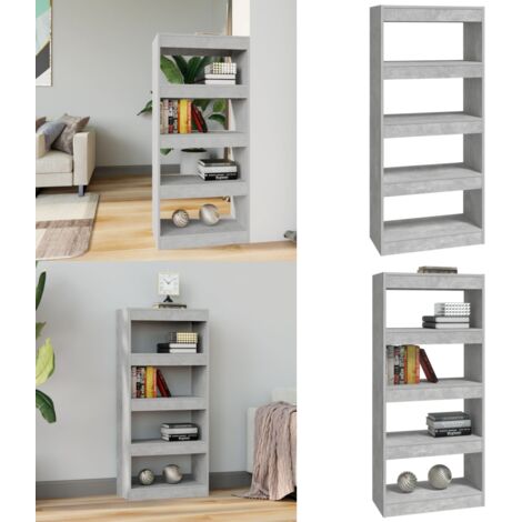 Libreria/Divisorio Grigio Cemento 60x30x135cm Legno Multistrato - Scaffale per libri - Divisorio