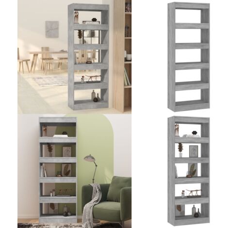 Libreria/Divisorio Grigio Cemento 60x30x166 cm in Truciolato - Libreria grigia cemento - Divisorio per corridoio