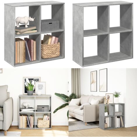 Libreria Divisorio Grigio Cemento 69,5x29x69,5 cm in Truciolato - Scaffale porta oggetti - Truciolato