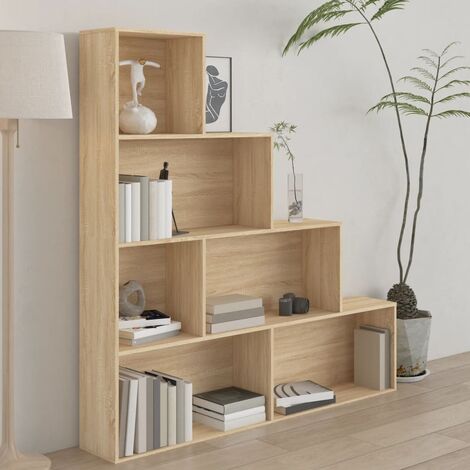 Libreria Bianca in Legno Zig Zag Moderna Salvaspazio per Soggiorno  145x29x145h